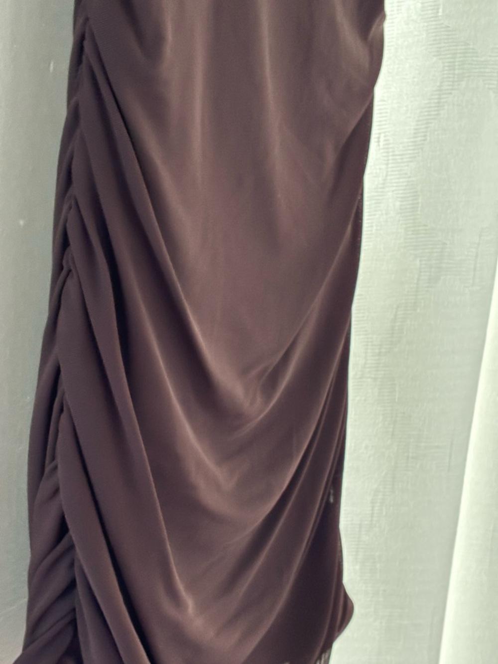 Women's Chocolate Brown Midi Dress with Side Ruching large